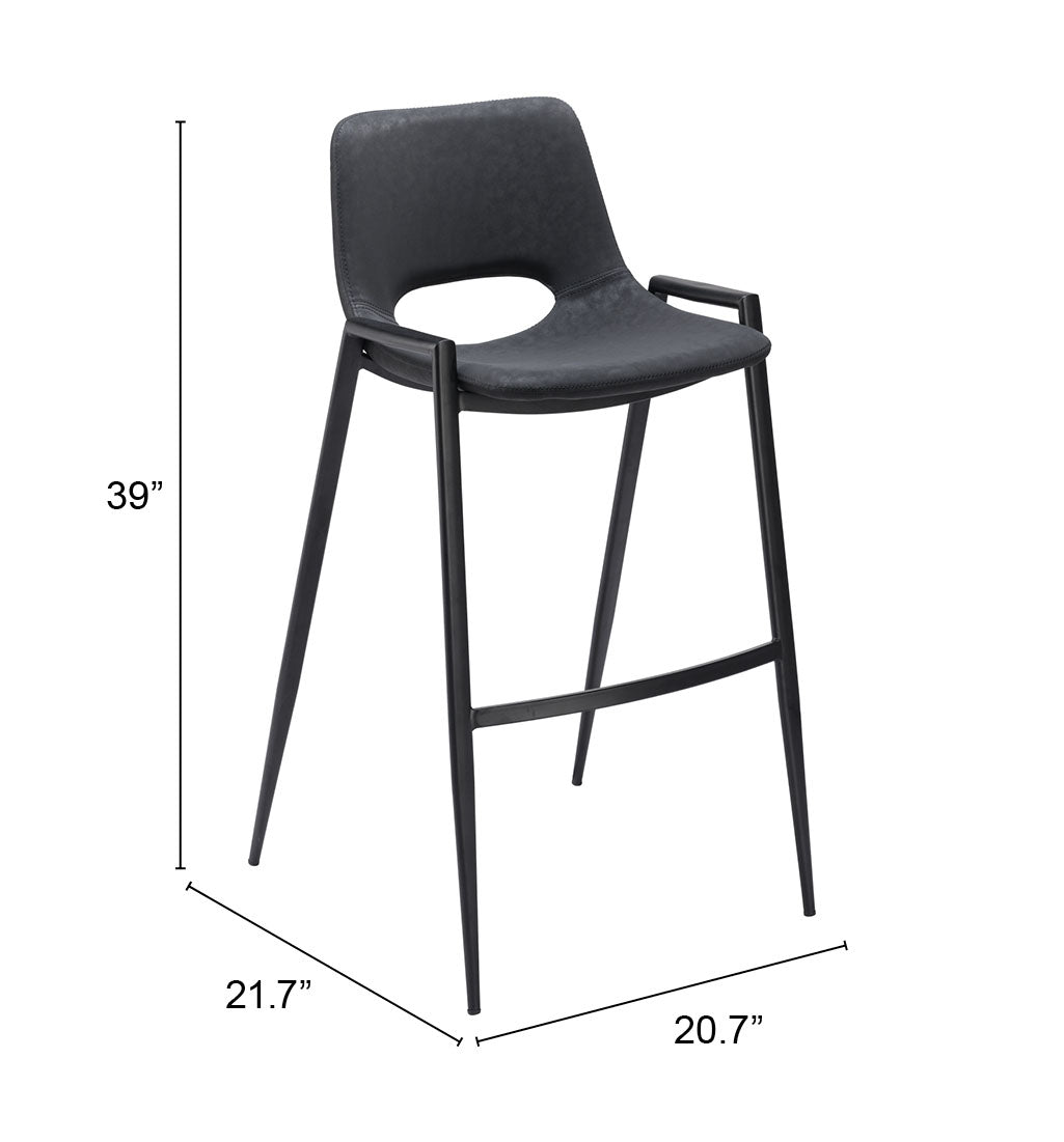 Desi Black Barstool (Set of 2) by Zuomod at Eve Furniture