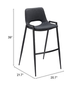 Desi Black Barstool (Set of 2) by Zuomod at Eve Furniture