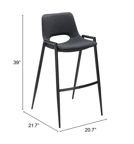 Desi Black Barstool (Set of 2) by Zuomod at Eve Furniture