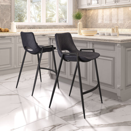 Desi Black Counter Stool (Set of 2) by Zuomod at Eve Furniture