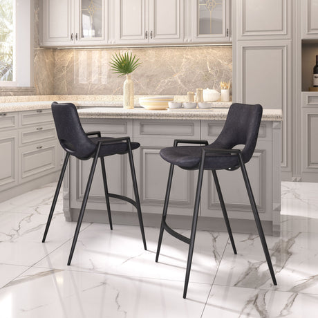 Desi Black Counter Stool (Set of 2) by Zuomod at Eve Furniture