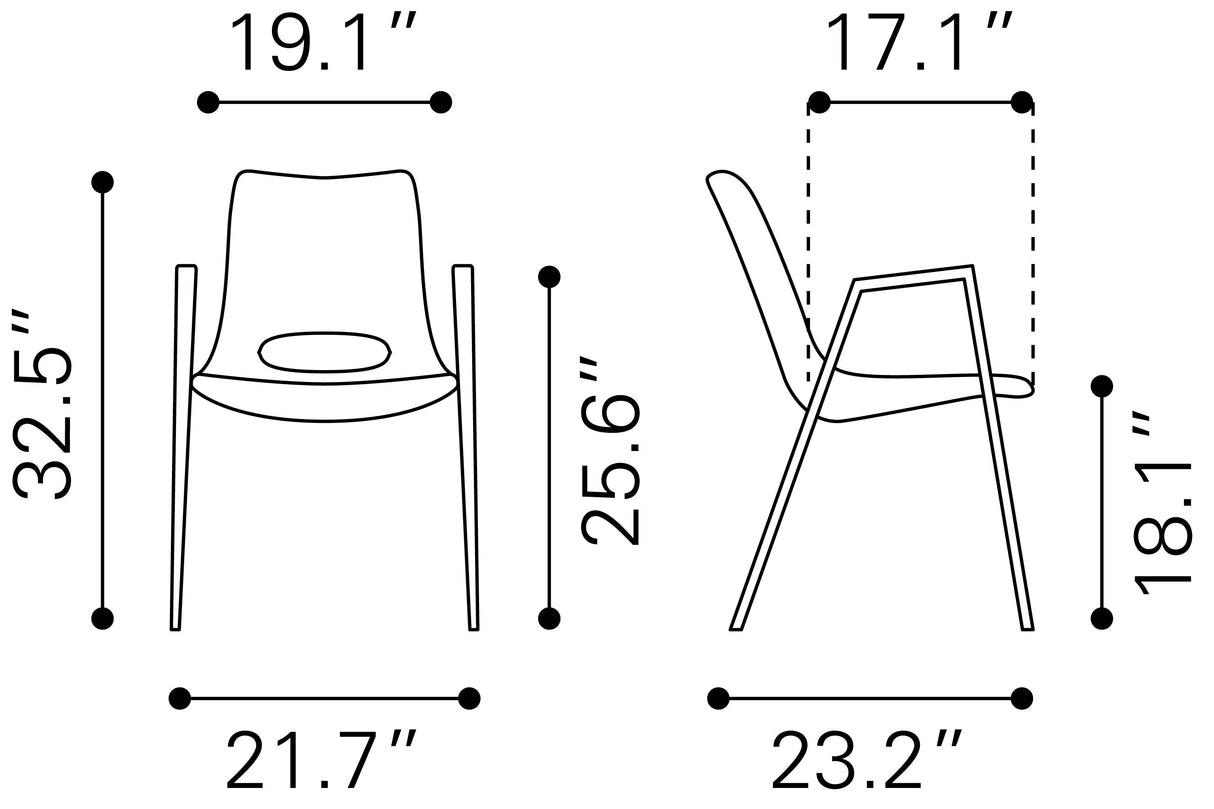 Desi Black Dining Chair (Set of 2) by Zuomod at Eve Furniture