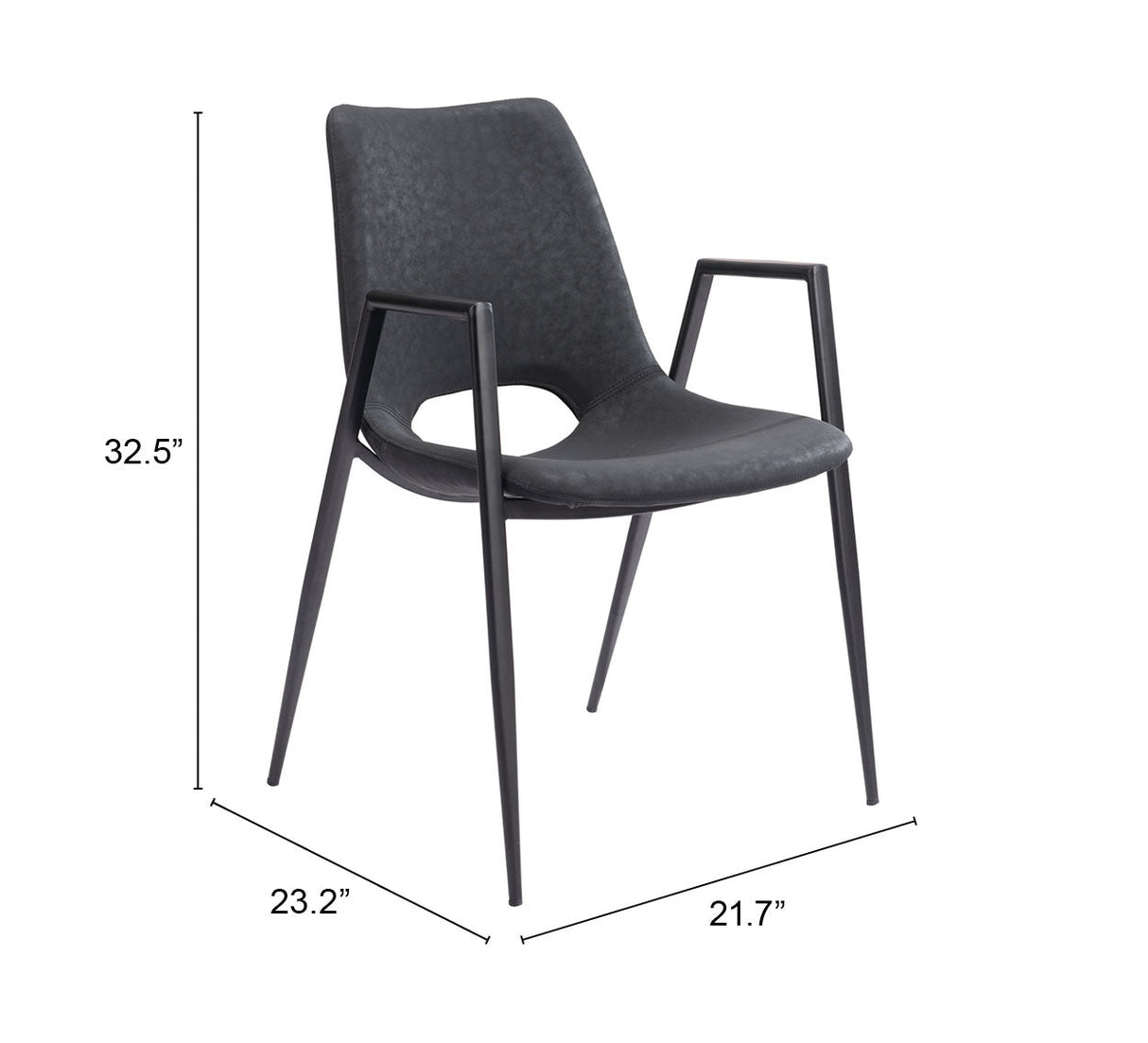 Desi Black Dining Chair (Set of 2) by Zuomod at Eve Furniture
