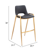 Desi Black & Gold Barstool (Set of 2) by Zuomod at Eve Furniture