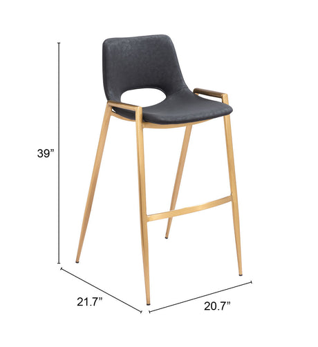 Desi Black & Gold Barstool (Set of 2) by Zuomod at Eve Furniture