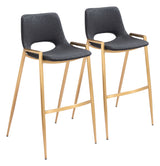 Desi Black & Gold Barstool (Set of 2) by Zuomod at Eve Furniture
