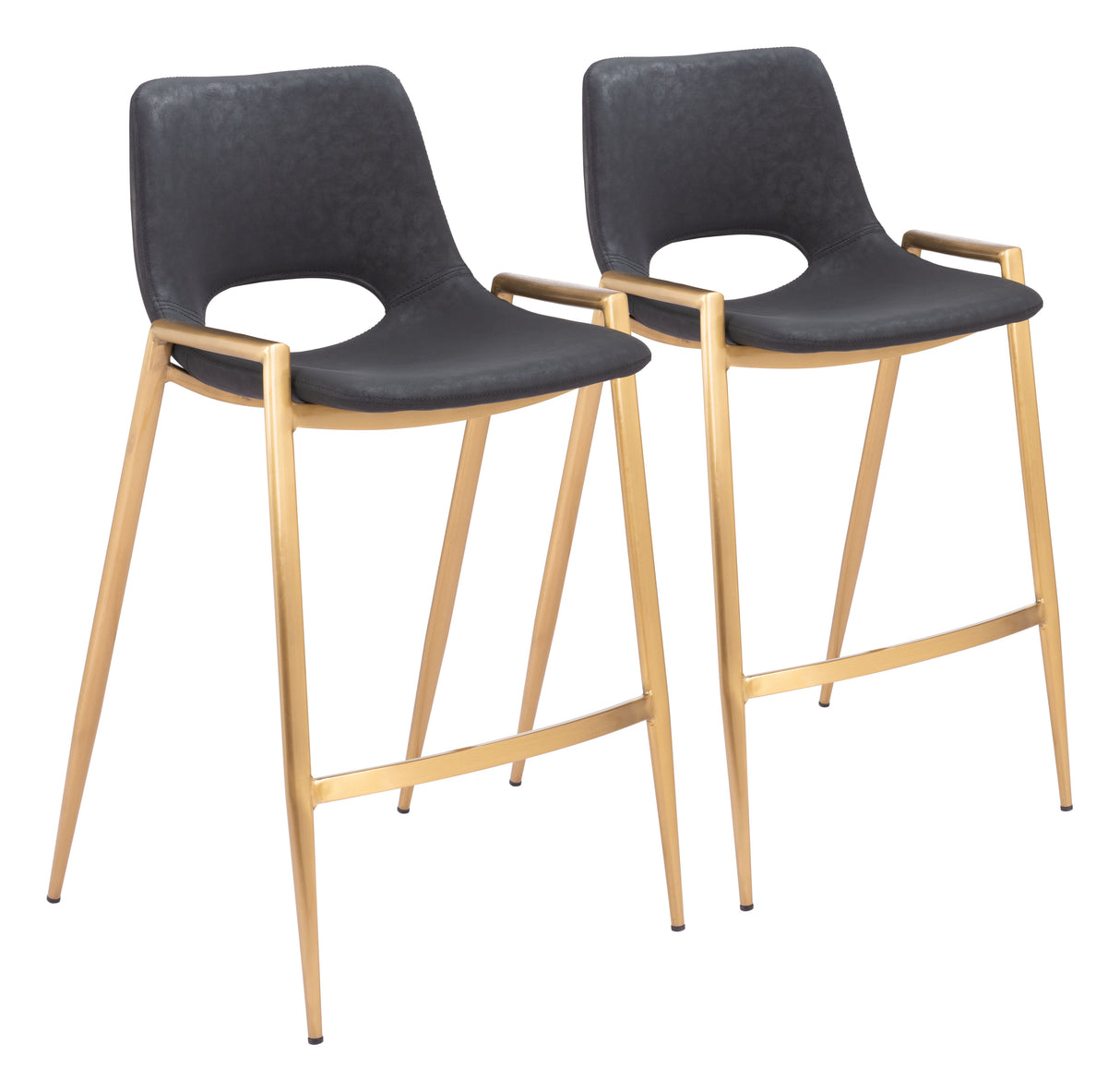 Desi Black & Gold Counter Stool (Set of 2) by Zuomod at Eve Furniture