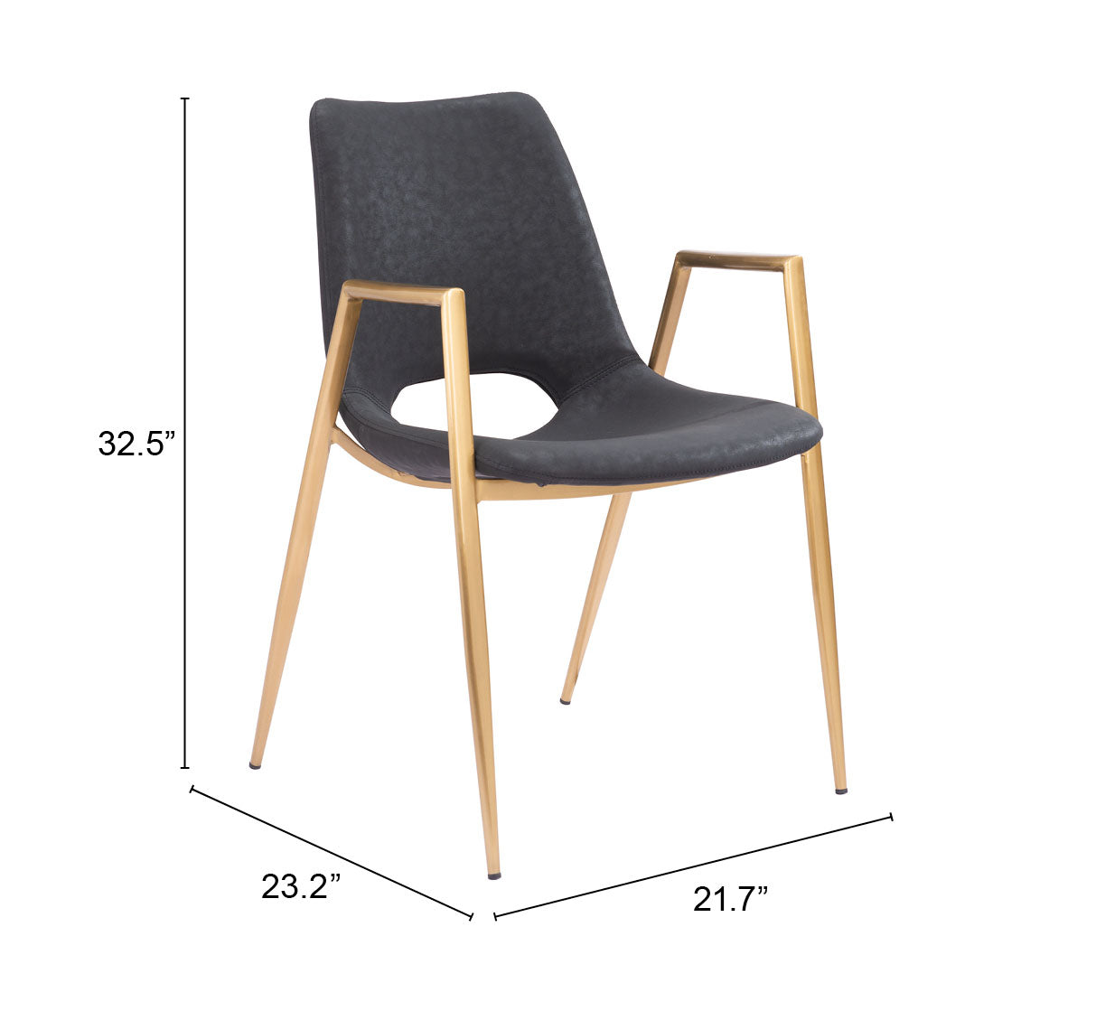 Desi Black & Gold Dining Chair (Set of 2) by Zuomod at Eve Furniture