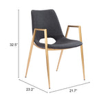 Desi Black & Gold Dining Chair (Set of 2) by Zuomod at Eve Furniture