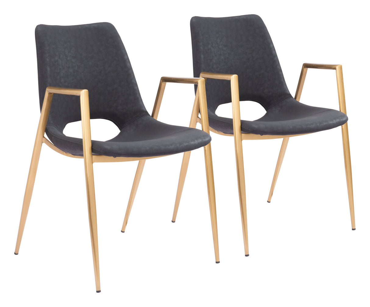 Desi Black & Gold Dining Chair (Set of 2) by Zuomod at Eve Furniture