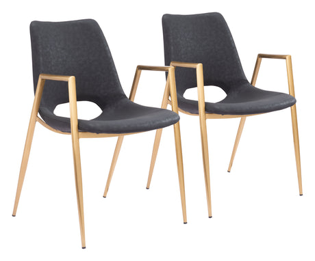 Desi Black & Gold Dining Chair (Set of 2) by Zuomod at Eve Furniture