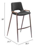 Desi Black & Walnut Barstool (Set of 2) by Zuomod at Eve Furniture
