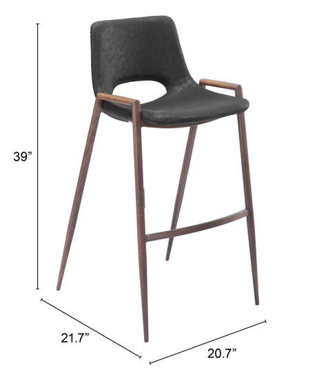 Desi Black & Walnut Barstool (Set of 2) by Zuomod at Eve Furniture