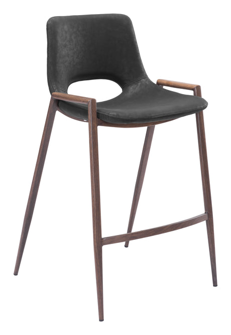 Desi Black & Walnut Counter Stool (Set of 2) by Zuomod at Eve Furniture