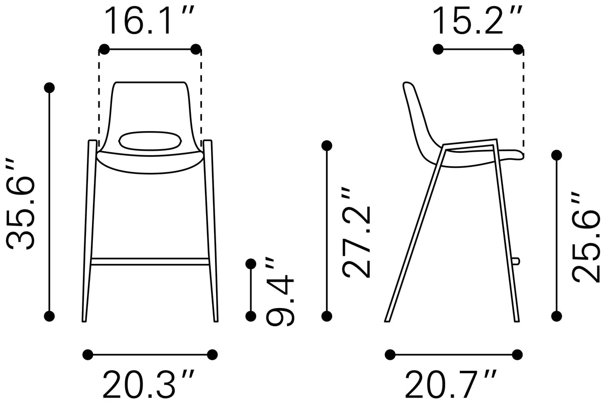 Desi Black & Walnut Counter Stool (Set of 2) by Zuomod at Eve Furniture