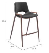 Desi Black & Walnut Counter Stool (Set of 2) by Zuomod at Eve Furniture