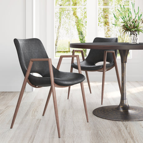 Desi Black & Walnut Dining Chair (Set of 2) by Zuomod at Eve Furniture