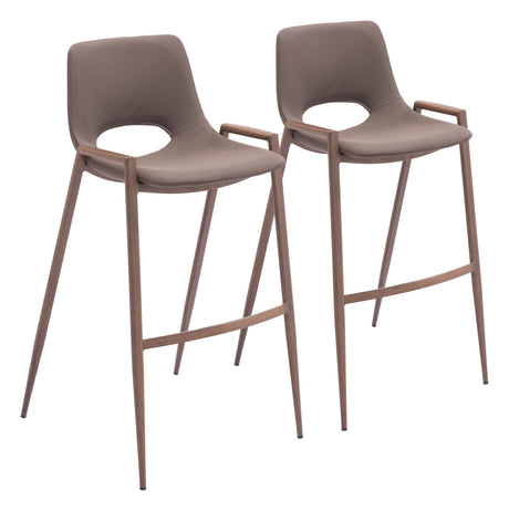 Desi Brown & Walnut Barstool (Set of 2) by Zuomod at Eve Furniture