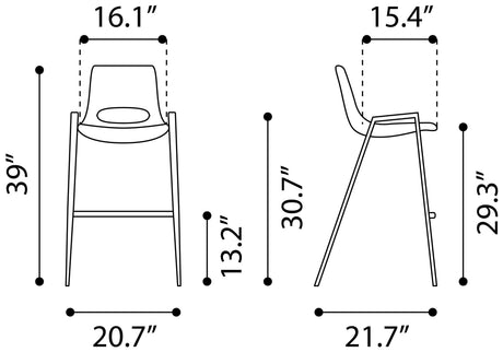 Desi Brown & Walnut Barstool (Set of 2) by Zuomod at Eve Furniture
