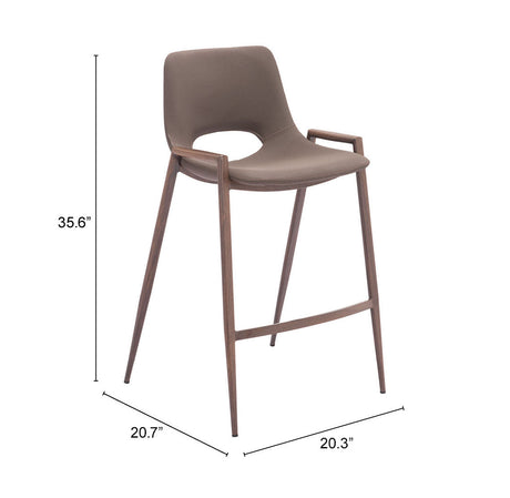 Desi Brown & Walnut Counter Stool (Set of 2) by Zuomod at Eve Furniture