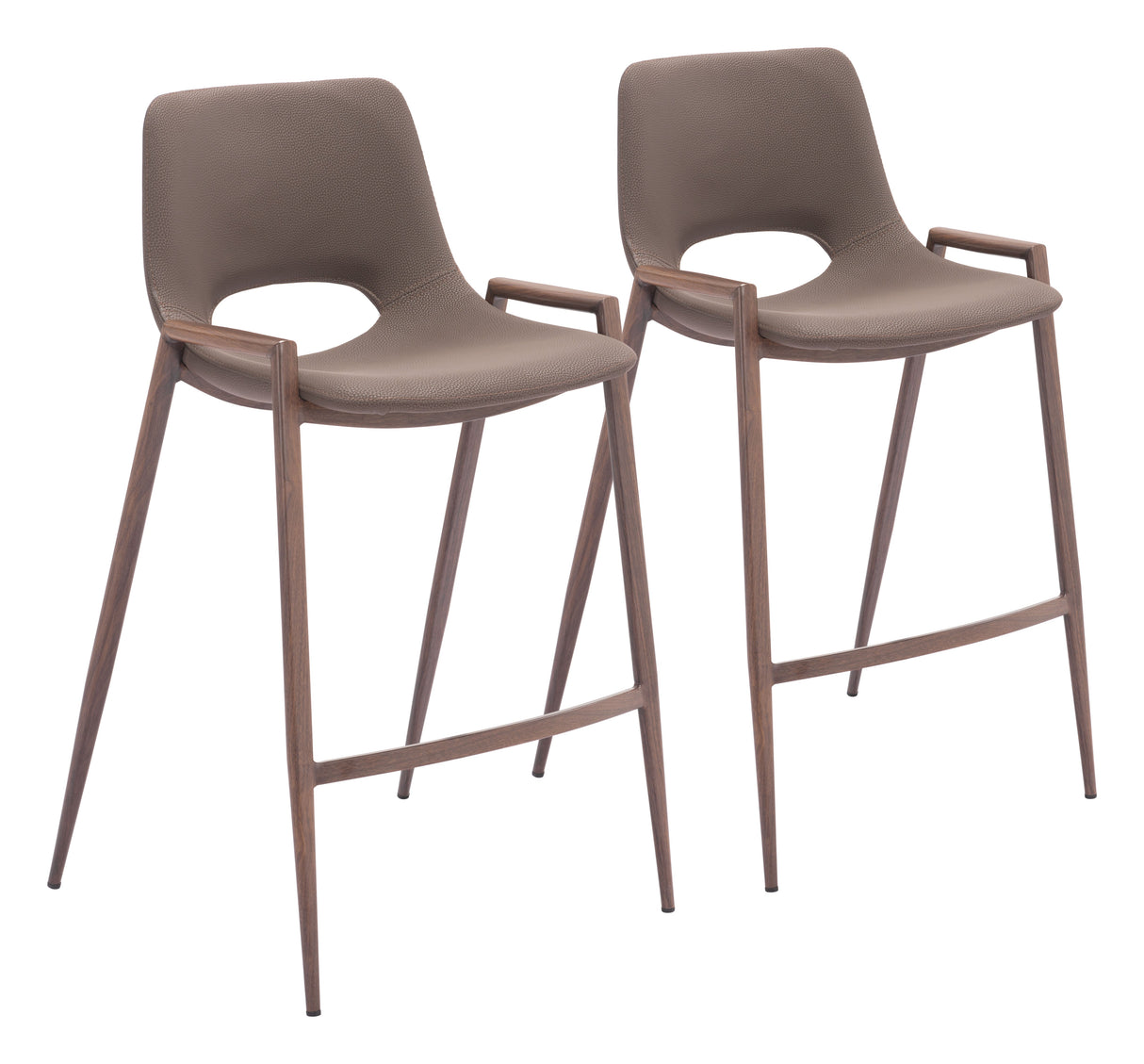 Desi Brown & Walnut Counter Stool (Set of 2) by Zuomod at Eve Furniture