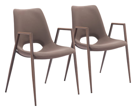 Desi Brown & Walnut Dining Chair (Set of 2) by Zuomod at Eve Furniture