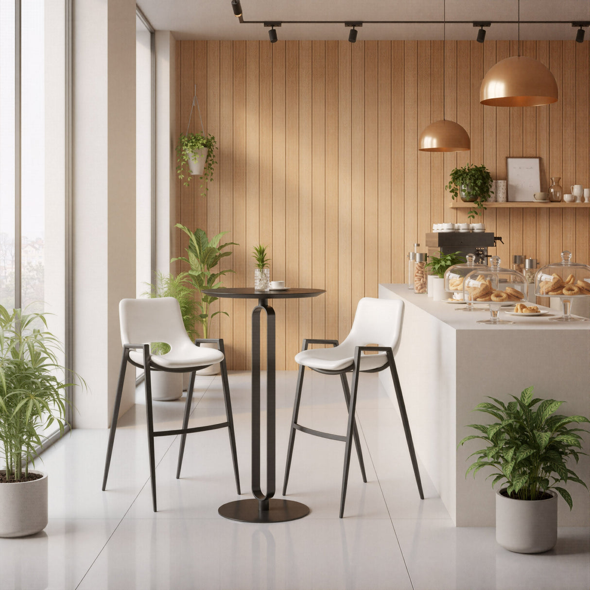 Desi White Barstool (Set of 2) by Zuomod at Eve Furniture