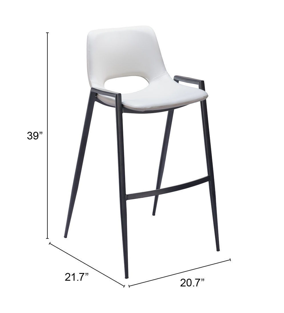 Desi White Barstool (Set of 2) by Zuomod at Eve Furniture