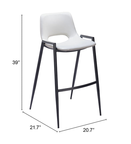 Desi White Barstool (Set of 2) by Zuomod at Eve Furniture