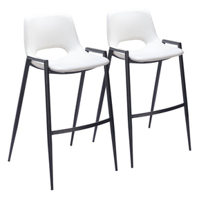 Desi White Barstool (Set of 2) by Zuomod at Eve Furniture