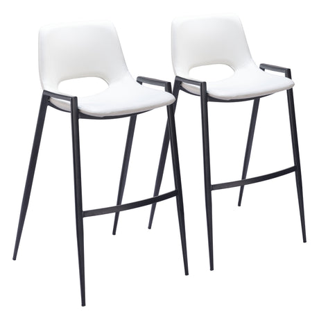 Desi White Barstool (Set of 2) by Zuomod at Eve Furniture