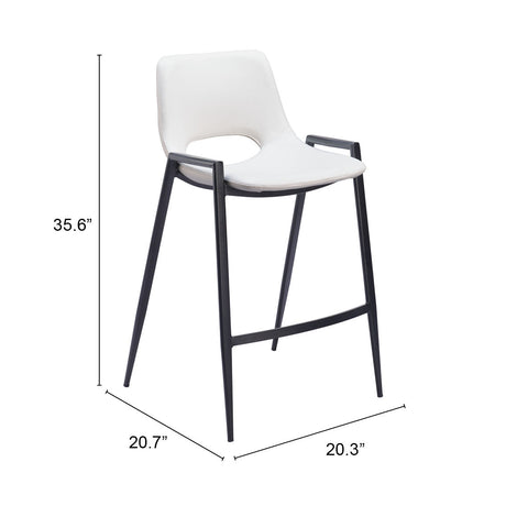 Desi White Counter Stool (Set of 2) by Zuomod at Eve Furniture