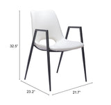 Desi White Dining Chair (Set of 2) by Zuomod at Eve Furniture