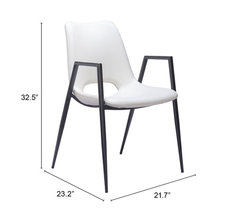 Desi White Dining Chair (Set of 2) by Zuomod at Eve Furniture
