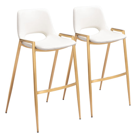 Desi White & Gold Barstool (Set of 2) by Zuomod at Eve Furniture