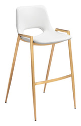 Desi White & Gold Barstool (Set of 2) by Zuomod at Eve Furniture