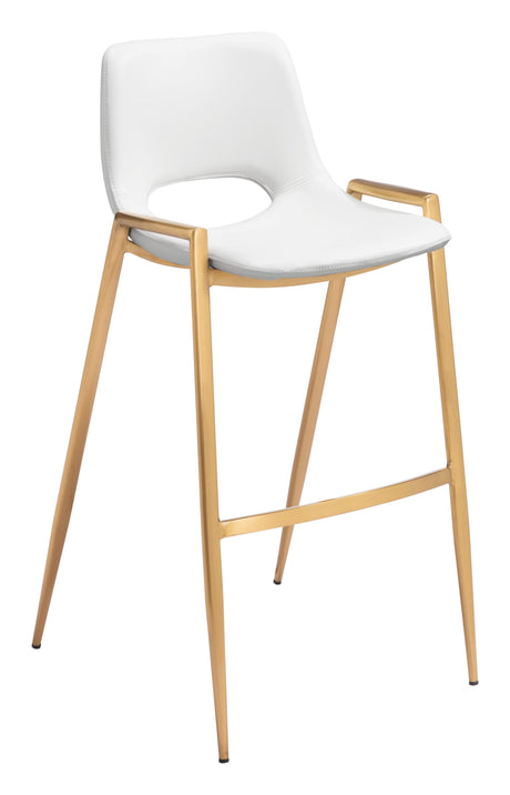 Desi White & Gold Barstool (Set of 2) by Zuomod at Eve Furniture