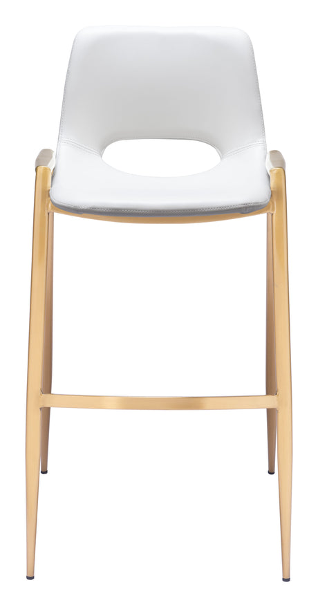 Desi White & Gold Barstool (Set of 2) by Zuomod at Eve Furniture