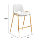 Desi White & Gold Counter Stool (Set of 2) by Zuomod at Eve Furniture
