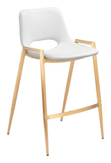 Desi White & Gold Counter Stool (Set of 2) by Zuomod at Eve Furniture