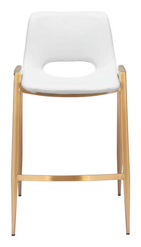 Desi White & Gold Counter Stool (Set of 2) by Zuomod at Eve Furniture