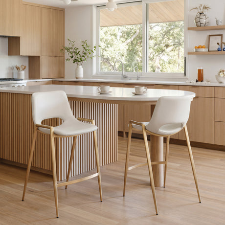 Desi White & Gold Counter Stool (Set of 2) by Zuomod at Eve Furniture