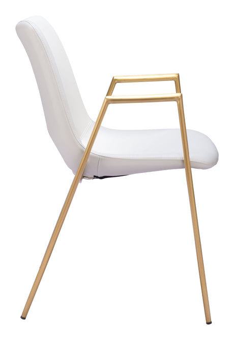 Desi White & Gold Dining Chair (Set of 2) by Zuomod at Eve Furniture