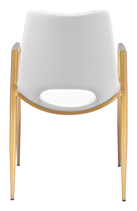 Desi White & Gold Dining Chair (Set of 2) by Zuomod at Eve Furniture