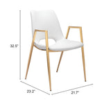 Desi White & Gold Dining Chair (Set of 2) by Zuomod at Eve Furniture