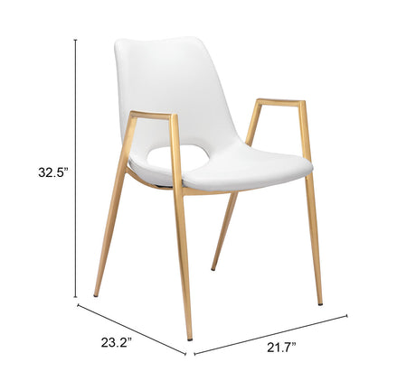 Desi White & Gold Dining Chair (Set of 2) by Zuomod at Eve Furniture