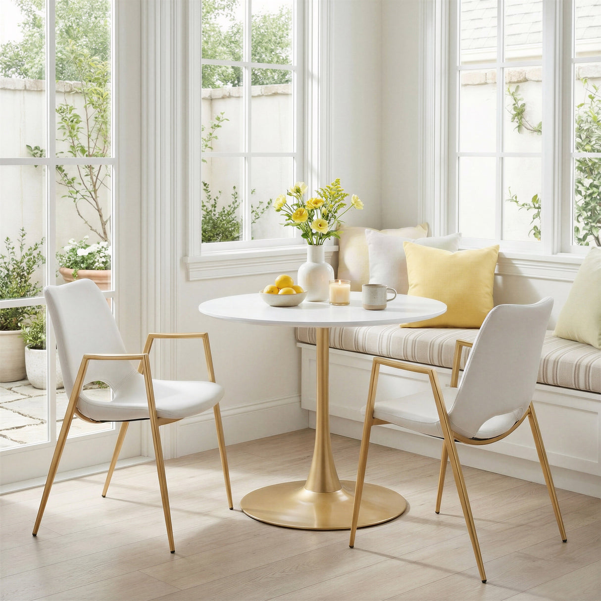 Desi White & Gold Dining Chair (Set of 2) by Zuomod at Eve Furniture