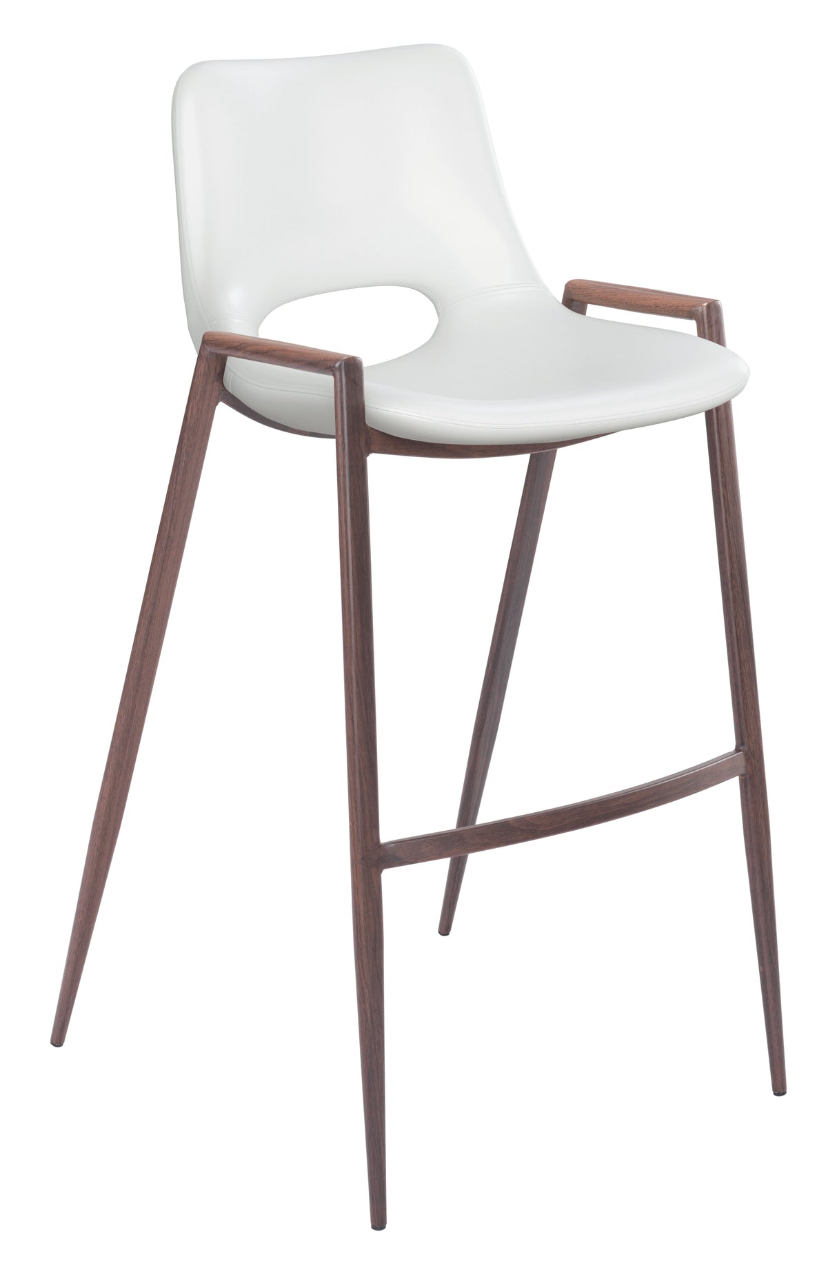 Desi White & Walnut Barstool (Set of 2) by Zuomod at Eve Furniture