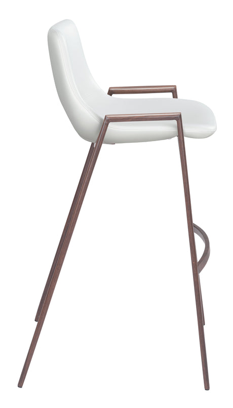 Desi White & Walnut Barstool (Set of 2) by Zuomod at Eve Furniture