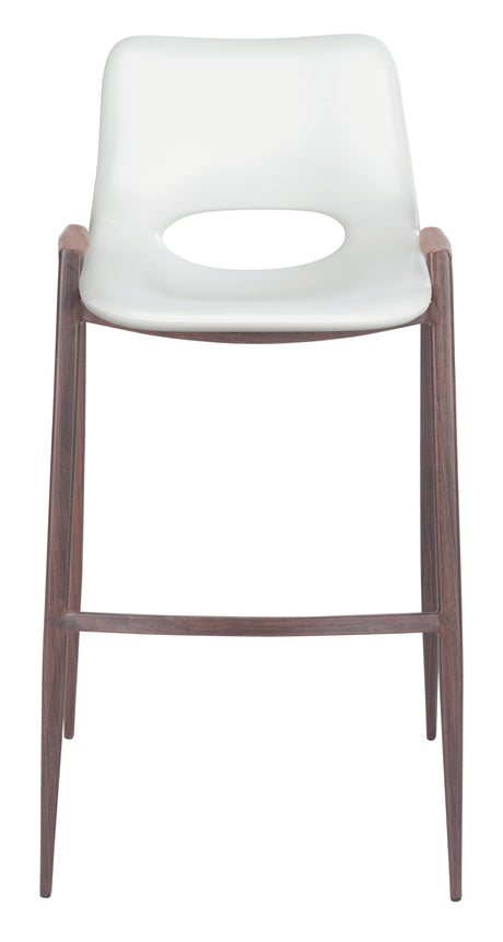 Desi White & Walnut Barstool (Set of 2) by Zuomod at Eve Furniture